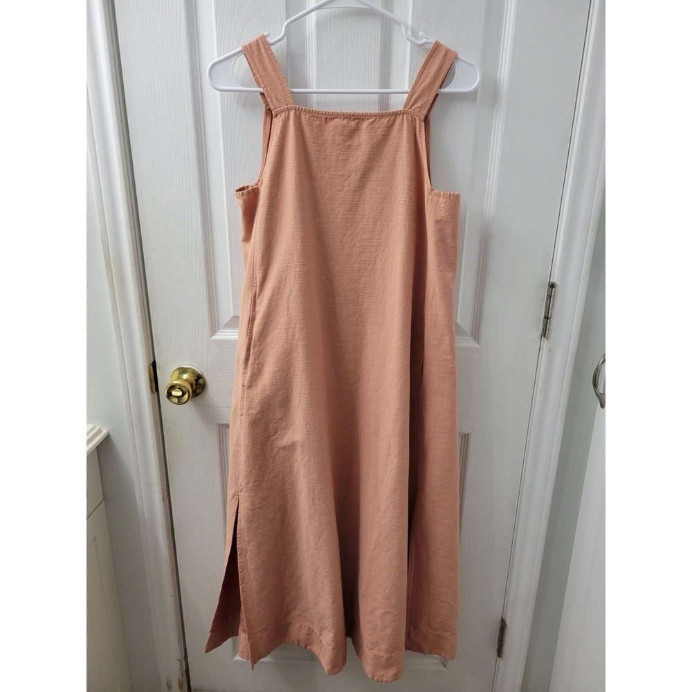 Madewell Terracotta Cotton Viscose Apron Midi Dress Pink Size 4 Pockets Slit
